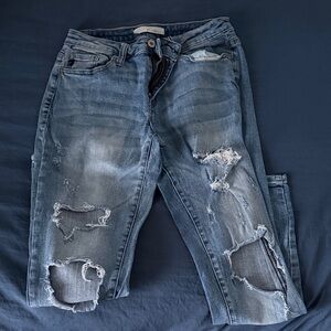 Distressed Blue Jeans
